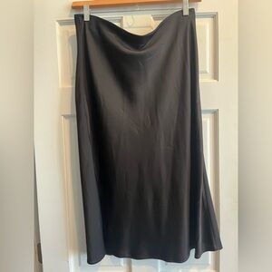 JCREW Black Satin A-Line Midi Skirt